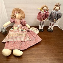 Vintage Interior Accent &amp; Magic Creations Dolls Fabric Lady Gardener &amp; Figures - £10.25 GBP