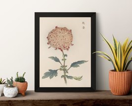 Japanese Wall Art Print, Chrysanthemum, Floral Illustration, Poster and Canvas - £9.48 GBP+