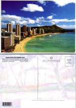 Hawaii Honolulu Waikiki Beach Shoreline Diamond Head Ocean Water VTG Postcard - £7.39 GBP