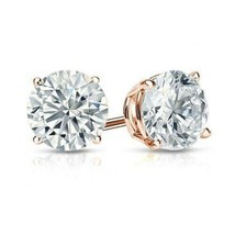 4.75Ct Simulé Diamant Boucles D&#39;Oreilles Puces Vrai 14K Rose Doré Plaqué Vis De - £57.65 GBP