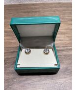Suzanne Somers Sterling Silver Over Gold Tone Stud Earrings Original Box KG - $24.74