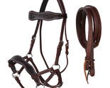 Horse Western Leather Floral Bitless Sidepull Bridle Split Reins 77RS28BR - $69.29