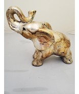 Vintage Crushed Oyster Shell Gold Elephant Figurine - £31.28 GBP