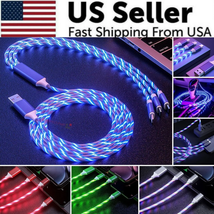 3 in 1 LED Fast Charging Cable Adapter for Iphone Micro USB Type C Charger Cord - £6.87 GBP