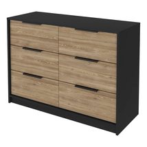 FM FURNITURE Marion Slide and Pull Bedroom Dresser, with Six Drawers - Pine with - £206.52 GBP+