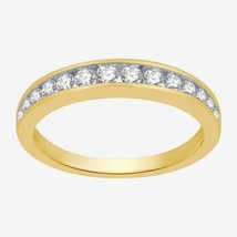 1/2CT Redondo Canal Real Moissanita Anillo de Boda 14K Oro Amarillo Chapado - £73.31 GBP