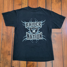Vintage Oakland Raiders T-Shirt Men’s M Black Raider Nation Tee NFL Foot... - $24.70