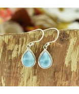 Boucles d&#39;oreilles 100 % naturelles poire Larimar boucles d&#39;oreilles clo... - £27.83 GBP