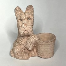 Vintage 1930&#39;s Stone/Plaster Scotty Dog with Basket Figurine - $221.44 MXN