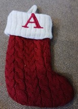 St. Nicholas Square MONOGRAM Letter A Mini CABLE KNIT STOCKING Kohls NWOT - £7.06 GBP