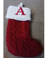 St. Nicholas Square MONOGRAM Letter A Mini CABLE KNIT STOCKING Kohls NWOT - $12.18 CAD