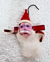 OLD Clay Face Santa Felt Paper Hat Snowy Beard Pipe Cleaner Candy Cane Christmas - $29.21