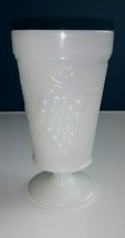 Vintage Nestle White Milk Glass Footed Glass Tumbler Grapes Leaves Pattern - £6.95 GBP