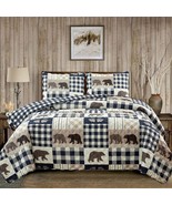 2 Piece Reversible Quilt Set With Sham | Twin Cabin Comforter Set | Rust... - £60.77 GBP