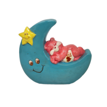 VINTAGE 1980's CARE BEAR LOVE A LOT SLEEPING ON MOON CERAMIC PIGGY COIN ... - $25.65