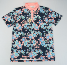 New Breakfast Balls RSVLTS Polo Golf Shirt Sz M Black Bloom Floral All Day - £26.00 GBP