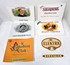 Lot of 6 Antique Cigar Box Tobacco Labels Elektra Clint Ford Elsie Canad... - $14.36