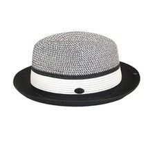 Men's Bently Semi Crushable Fedora Briad Straw Hat Dante DA221 Black White image 5
