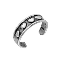 Fine Sterling Silver 925 4 Heart Oxidized Adjustable Toe Ring or Finger Ring - £12.54 GBP