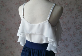 2-Piece Summer Bridesmaid Dress Plus Size Maxi Chiffon Skirt White Chiffon Top image 7