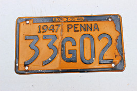 Vintage Antique 1947 Penna License Plate 33G02 Garage Man Cave Decor - £14.66 GBP