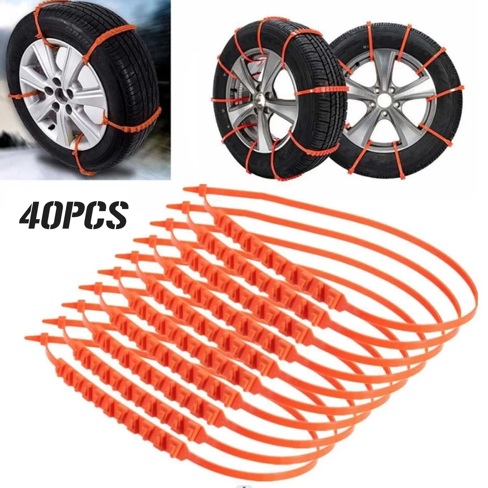20/40Pcs Car Anti-Skid Snow Chains Winter Snow Anti Slip Tyre Cable Ties for Car - £13.34 GBP+