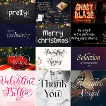 Christmas Font 200+ Bundle Cricut Script Holiday Procreate Digital Download - $5.99