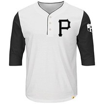 Majestic Athletic Men&#39;s Pittsburgh Pirates Fan 3/4 Sleeve T-Shirt, White, Medium - £19.77 GBP