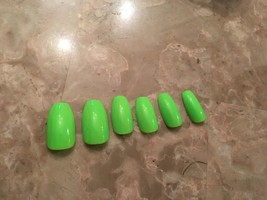Electric Green neon  Glossy Coffin False Nails choose your shape - £6.33 GBP
