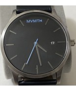 MVMT Watch Black Dial w/Silver Hands Black Leather Strap Teal Seconds Ha... - $71.23 CAD