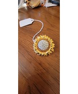 Vintage Signed Joan Rivers Sunflower Pin Brooch Gold Tone Clear Crystals... - $60.78