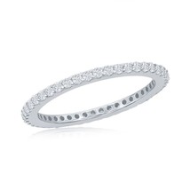 Sterling Silver CZ Eternity 1.5mm Band Ring - £15.18 GBP