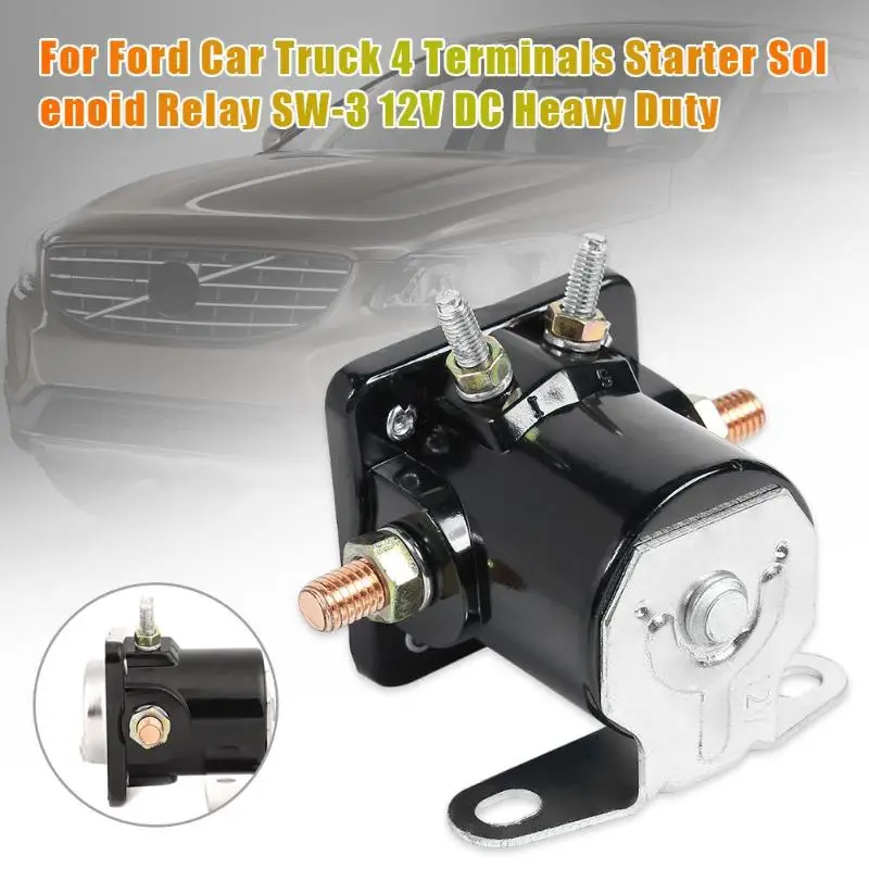SW-3 Heavy Duty Car Truck Starter Solenoid Relay Switch 4 Terminal for Ford 12 - £17.94 GBP