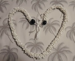 Hawaii Wedding Mongo Shell with Kukui Nut Lei Necklace WHITE - £11.65 GBP