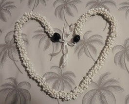 Hawaii Wedding Mongo Shell with Kukui Nut Lei Necklace WHITE - $14.92