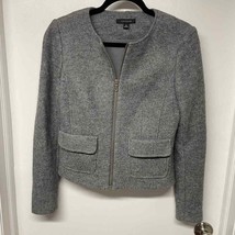 Ann Taylor Womens Gray Wool Blend Zip Up Collarless Jacket Blazer Size XS - $37.62
