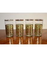 DAMAGED Lot 4x MCM Vintage Culver Green Gold Swirl Tall Tumbler Glasses ... - $713.68 MXN