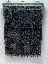 Vtg Fringe Flapper Style Seed Beads Beaded Evening Purse Bag Push Button Closure - £118.66 GBP