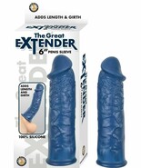 The Greatest Extender Penis Sleeve Silicone Realistic Waterproof Blue 6 ... - $20.57
