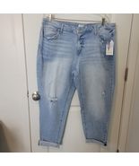 Time and Tru NWT Light Washed Distressed Boyfriend Jeans Size 18 Crop Ankle - $223.35 MXN