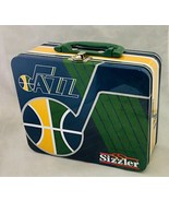 Sezzler sponsorship of Jazz tin lunch box Blue Green Yellow White colors - £6.05 GBP