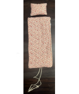 Vintage Barbie Doll Pink Blue Floral Sleeping Bag w Pillow Zip Camping Sleepover - £7.86 GBP