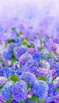 23.5&quot; X 44&quot; Panel Hydrangeas Flowers Floral Garden Cotton Fabric Panel D... - $9.76