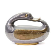 Trinket Jewelry Box Swan Duck Bird Pewter and Brass Vintage 5 x 2 1/2 x ... - $24.72