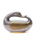 Trinket Jewelry Box Swan Duck Bird Pewter and Brass Vintage 5 x 2 1/2 x ... - £19.76 GBP