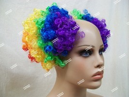 Rainbow Clown Puffs Hair Bun Wig Covers Curly Afro Pouf Comb Extensions Pride - £11.70 GBP