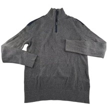 Banana Republic Sweater Mens Large Gray Blue ¼ Zip Pullover Long Sleeve ... - $8.60