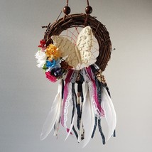 Dreamcatcher, handmade, home decor- Joyful Butterfly w/twig wreath - £41.34 GBP