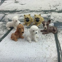 Dog Figures Lot Small Rubber Puppies White Brown Gray #2 A&amp;A - $14.84