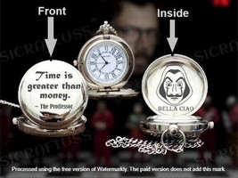 Money Heist Personalized Pocket Watch With Engraved Proffessor Quote &amp; Dali Mask - £21.35 GBP